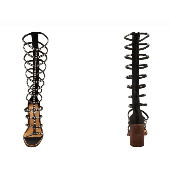 NEW Lacage-St Black Silver studded gladiator high Jeffrey Campbell gladiator 10 - Picture 16 of 17
